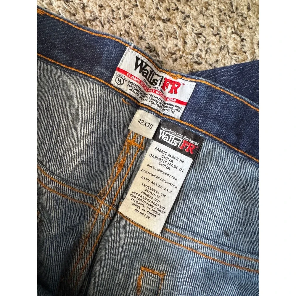 Walls FR Flame Resistant Work Jeans Mens 42x30 Dark Wash HRC 2 ATPV 24.2 Denim